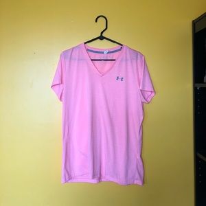 light pink athletic under armour shirt